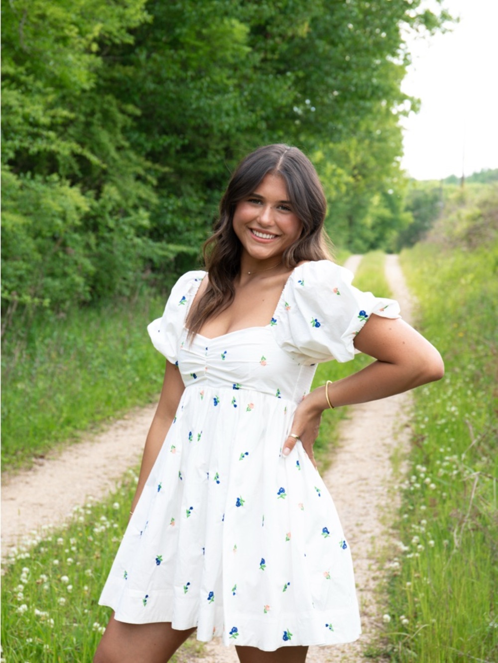 Altar'd State White Floral Puff-Sleeve Mini Dress - Picture 2 of 2